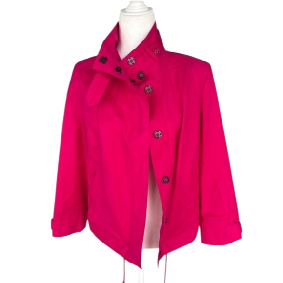 St. John Cosmo Pink Cotton Blend Jacket Size Medium